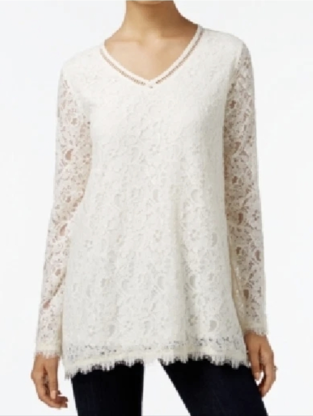 Style & Co Ivory Lace Swing 3X Top